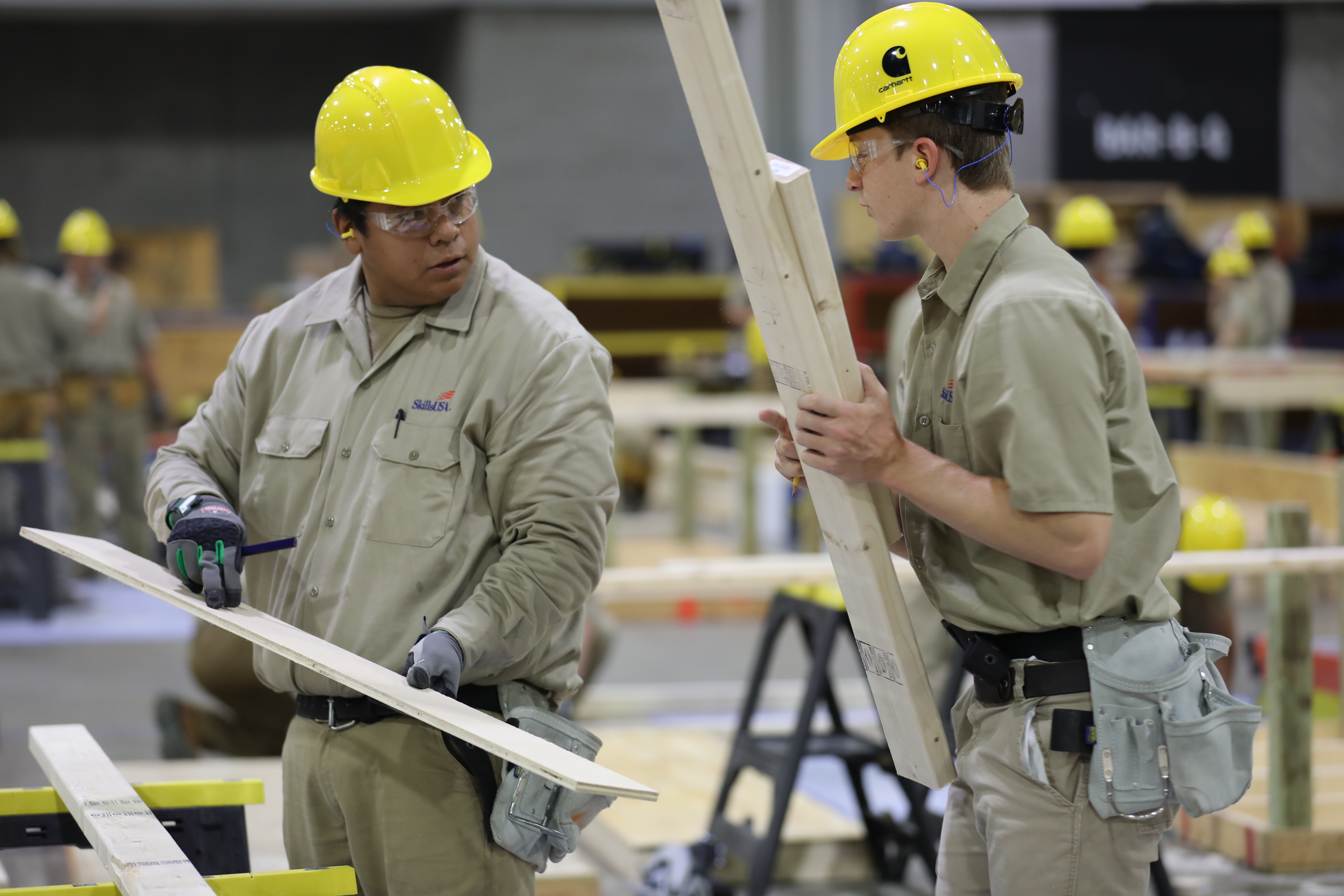 Image of MTC Building Construction team competing in the 2023 SkillsUSA championship.