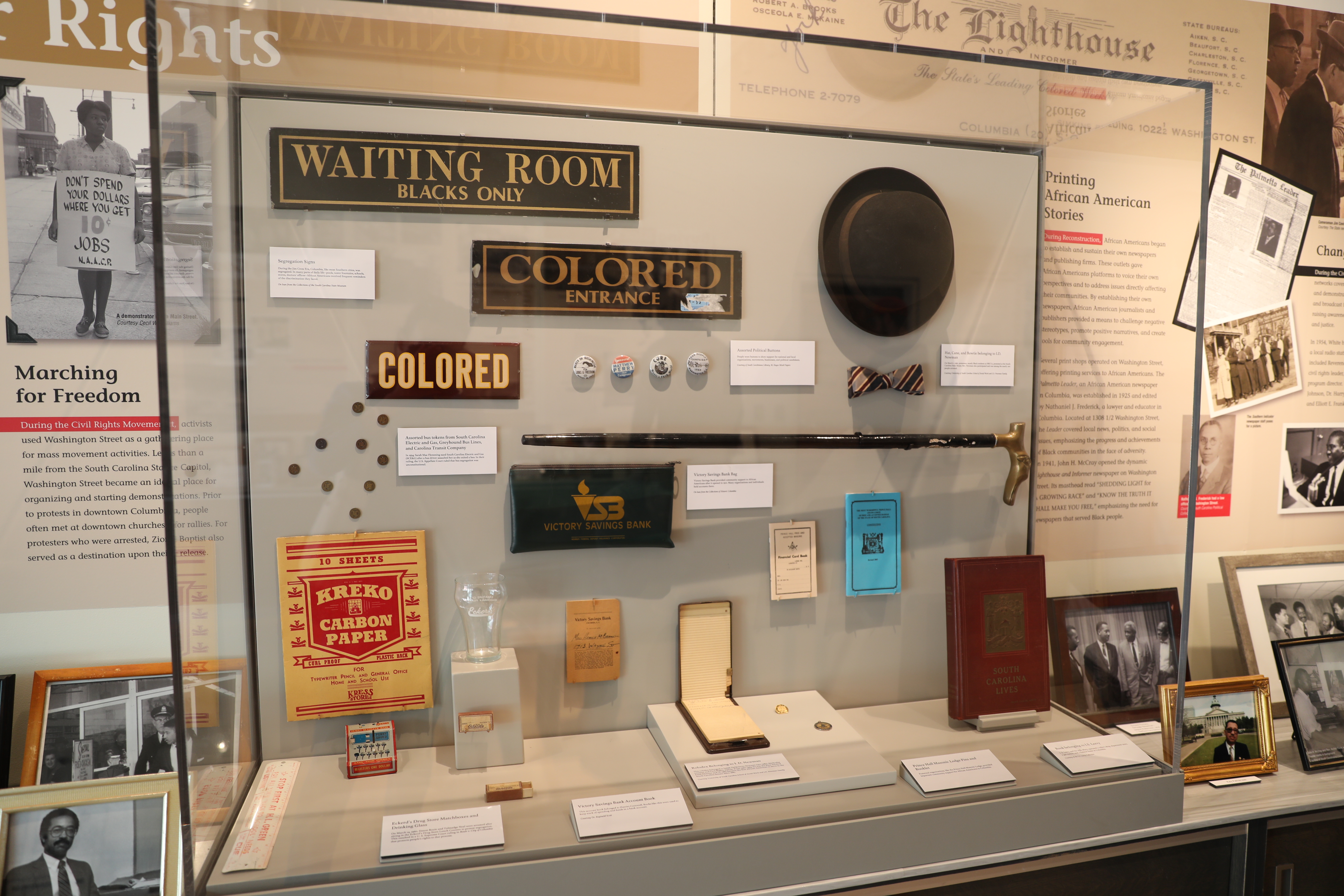 Black History artifacts displayed at a museum.
