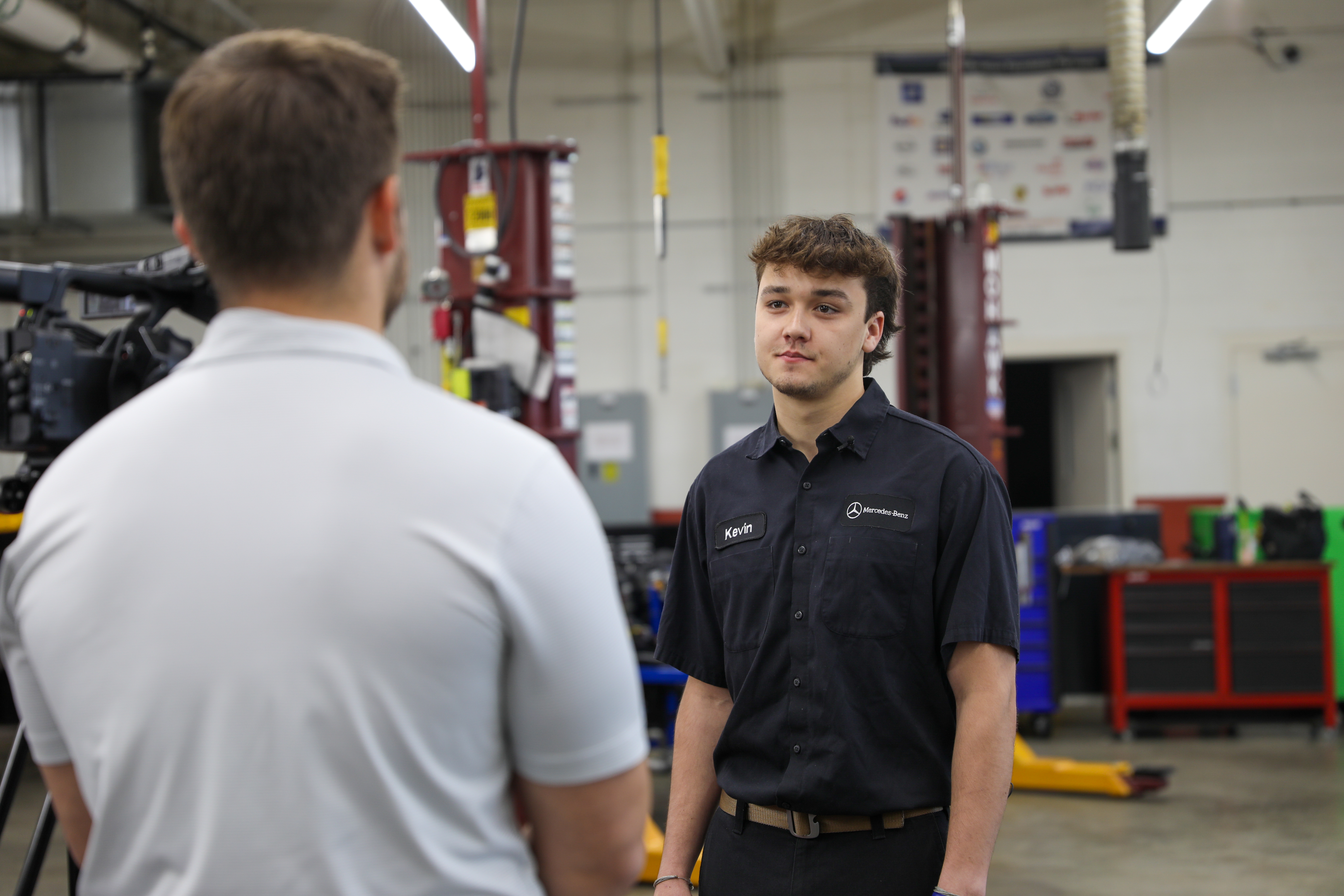 WACH Fox 57 Reporter Joey Mattei interviewing Kevin Reilly, an apprentice about the program.