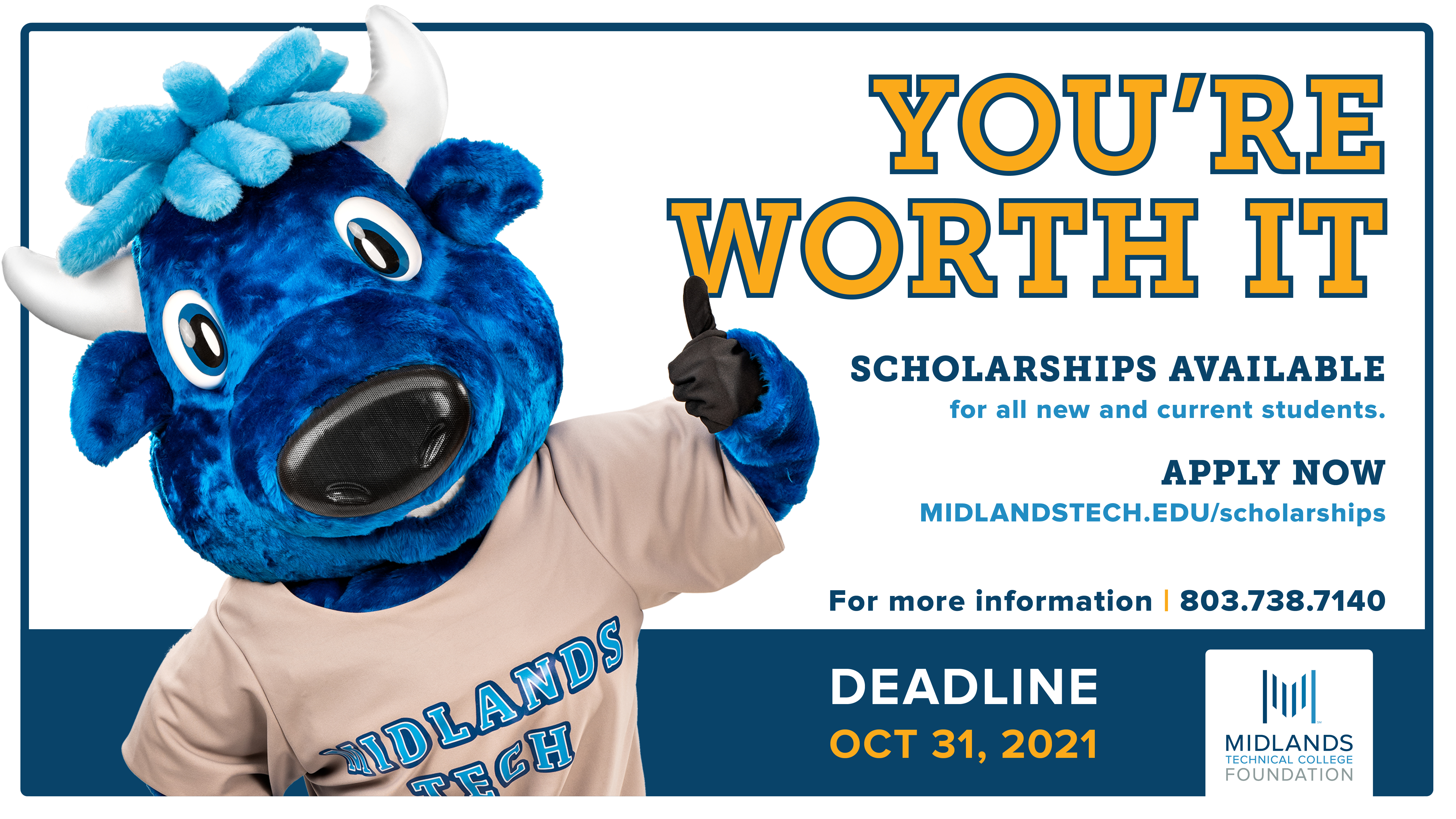 You're worth it. Let us invest in you and apply for an MTC scholarship by Oct. 31.