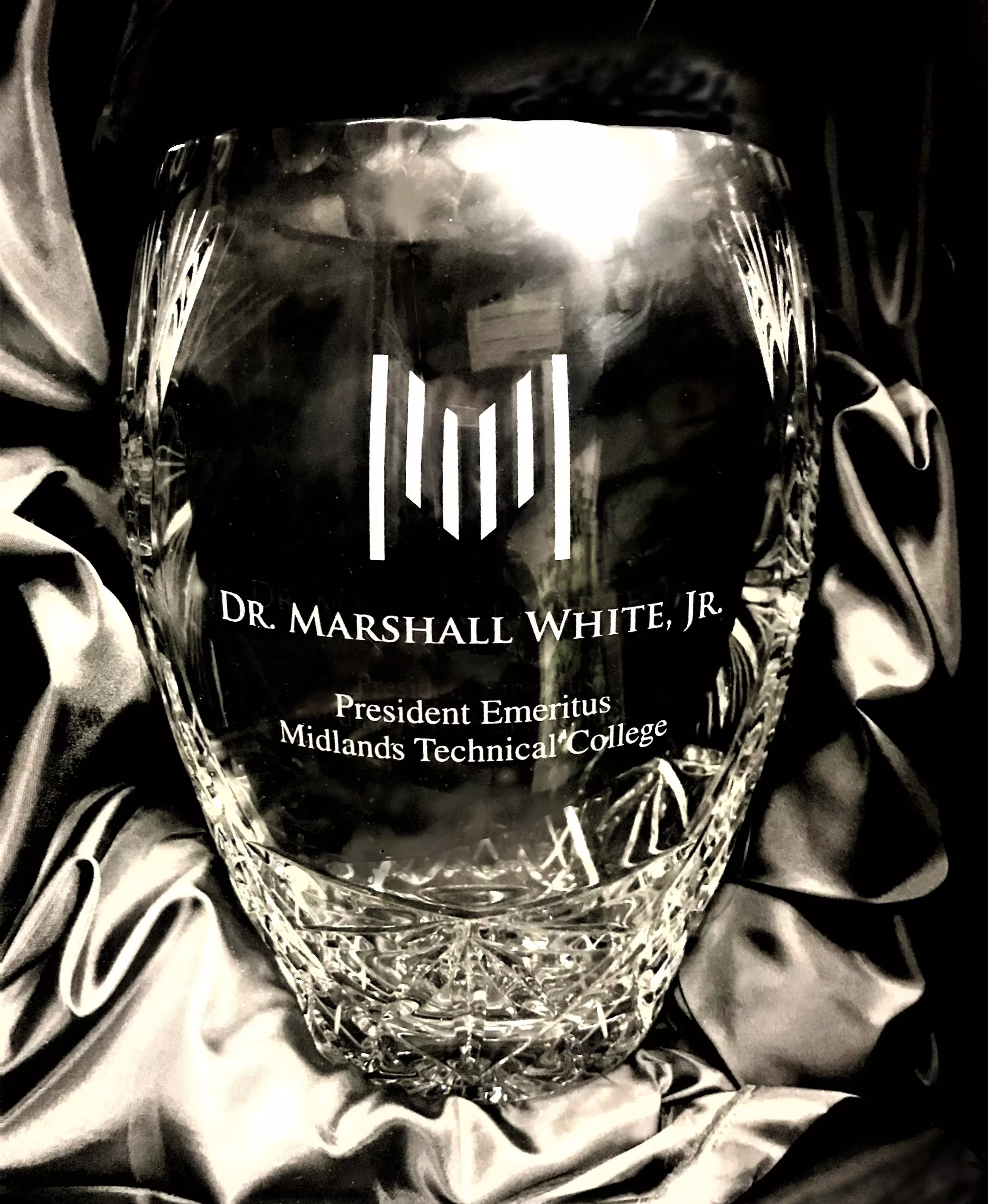 Vase honoring Dr. Marshall (Sonny) White, Jr.