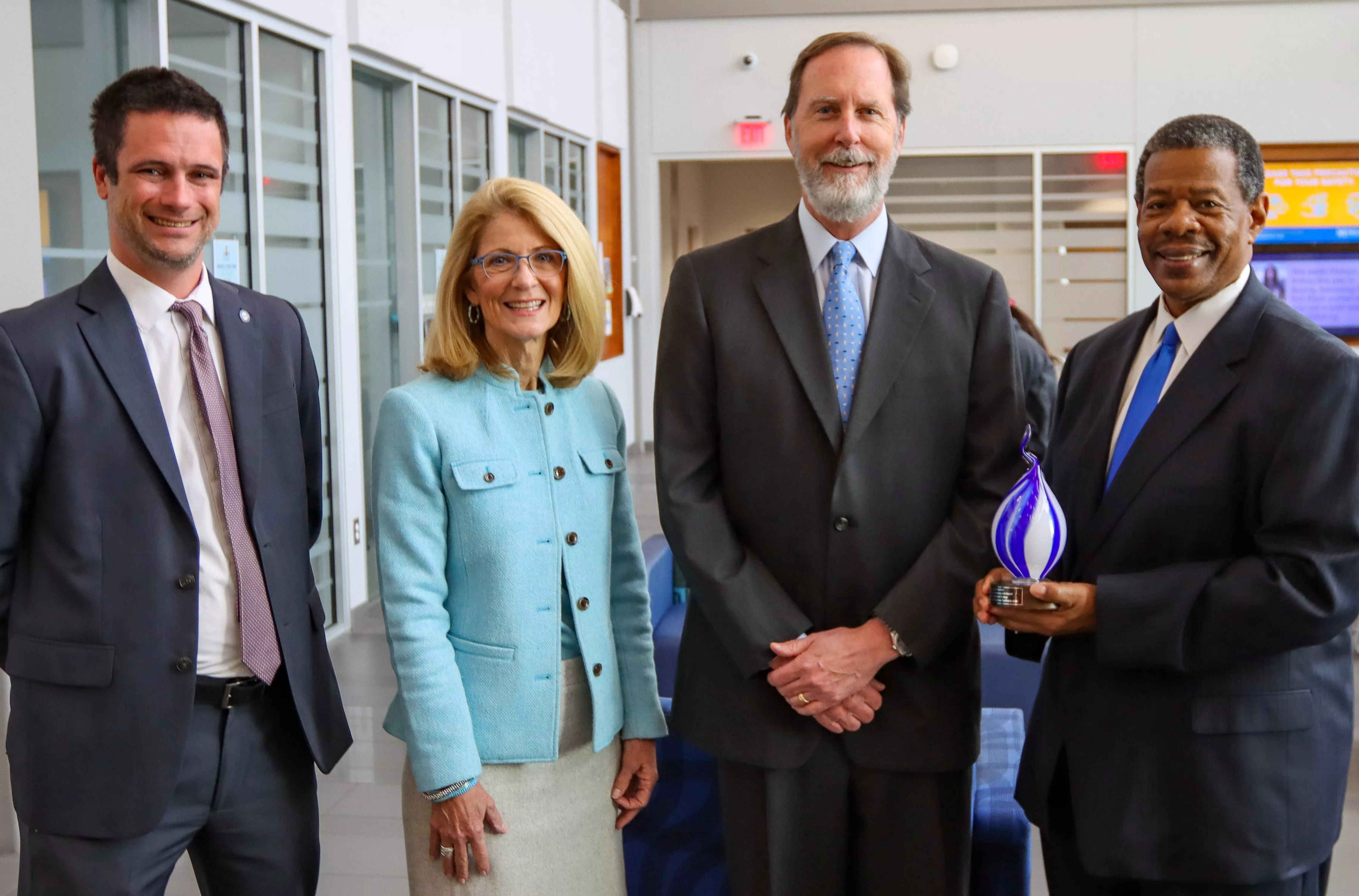 Jeremy Catoe of MTC Business Solutions, MTC Provost Dr. Barrie Kirk, Gregory Waterstradt of Blue Cross Blue Shield of S.C. and MTC President Dr. Ron Rhames