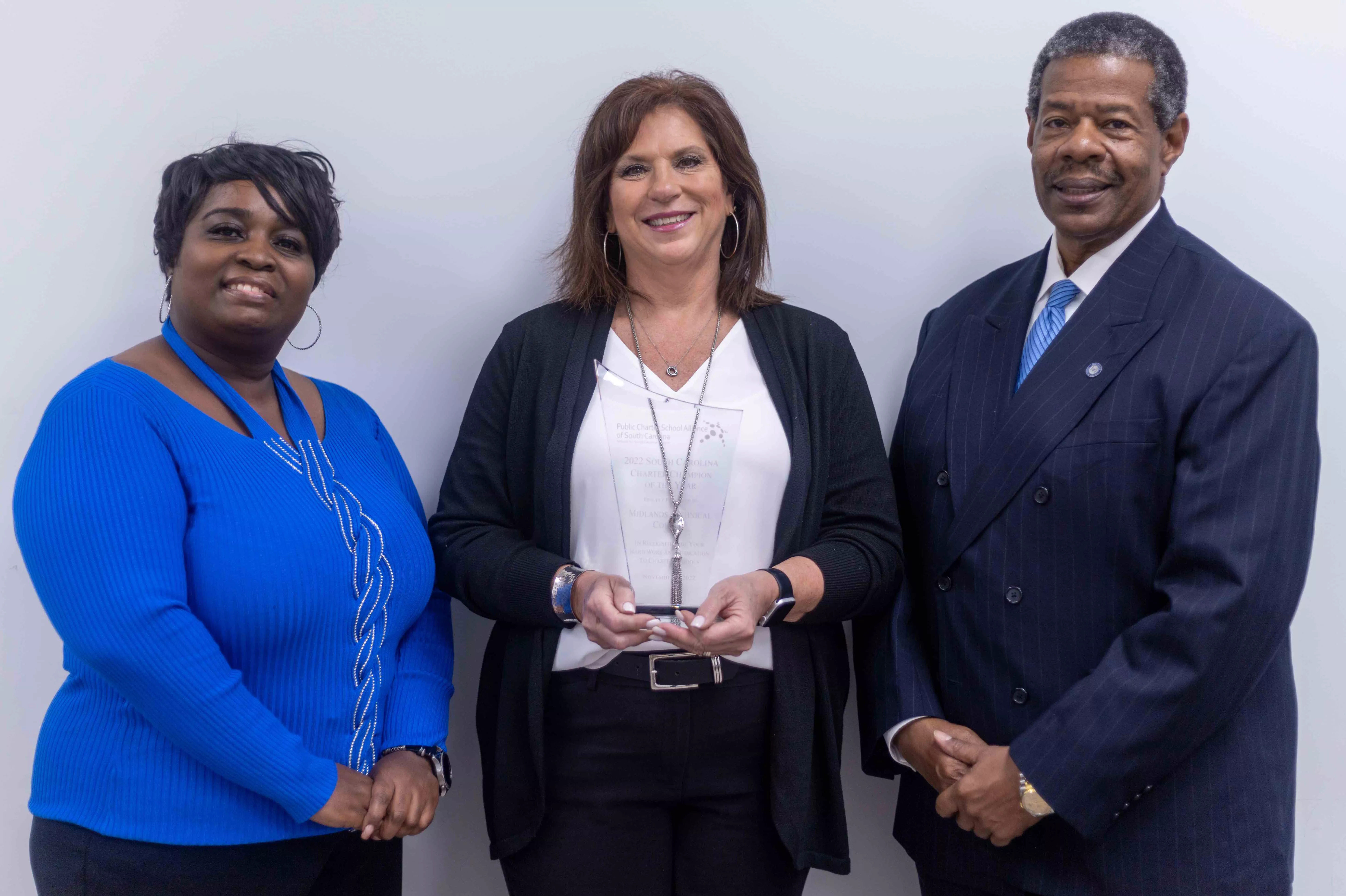 Principals Dr. Carla Brabham (Richland One) and Dr. Laurie Lee (Midlands Middle College) with MTC President Dr. Ron Rhames