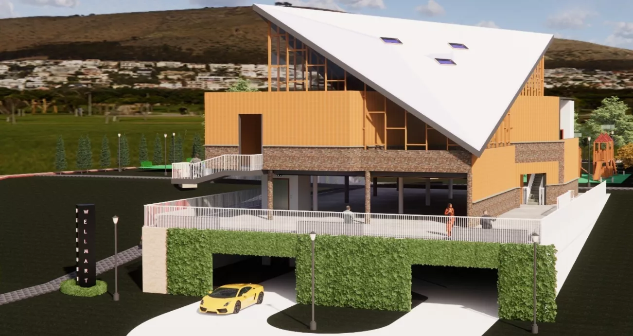 The Oasis - wellness-based park and grocery space.