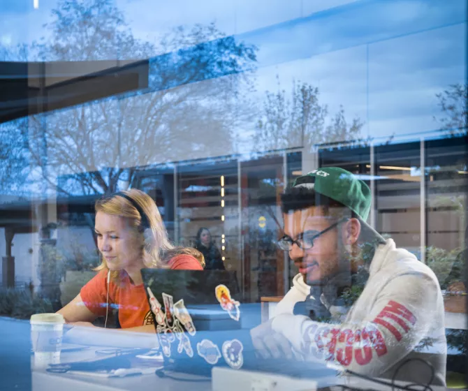 Students study on campus