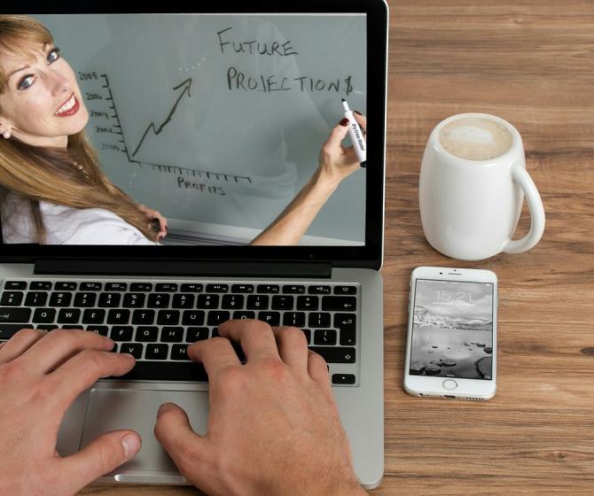 Laptop showing online course